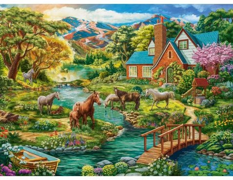 Castorland Idyllisches Haus mit Pferden - 2000 Teile