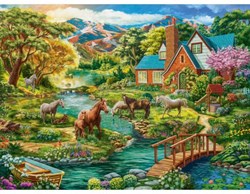 Castorland Puzzle idyllisches Haus Pferde - 2000 Teile Puzzle