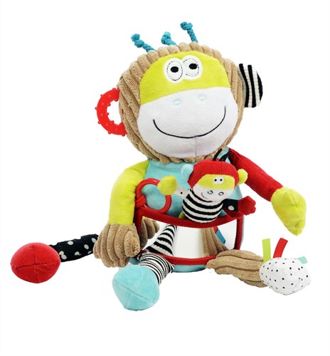 Dolce Toys Spielzeug Klassisches Aktivitäts-Kuscheltier Affe Charlie - 25 cm