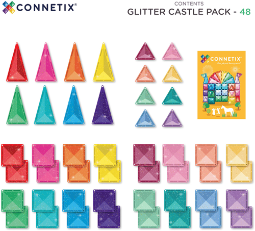 Connetix magnetisches Spielzeug Glitzer Schloss Set 48 Teile Bauspaß-3