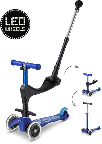 Micro Mini Micro scooter 3in1 Deluxe Push LED Blue