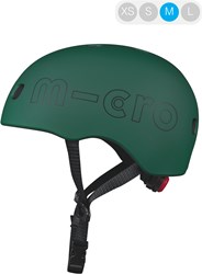 Micro Kinderhelm Fahrrad und Scooter Deluxe Forest Green mit LED-Licht