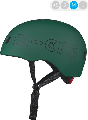 Micro Kinderhelm Fahrrad und Scooter Deluxe Forest Green mit LED-Licht