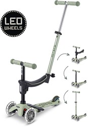 Micro Kinderroller Mini2Grow 4in1 LED grün - verstellbar und multifunktional