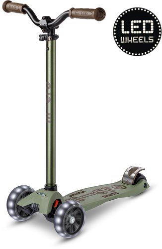 Micro Kinderroller Maxi Micro Deluxe Pro LED 3-Rad Olivgrün Micro Maxi Micro step Deluxe Pro LED - 3-wiel kinderstep - Olijfgroen
