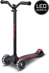 Micro Maxi Scooter Pro LED Black Red - Kinderroller mit LED Rädern