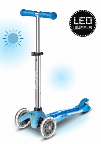 Micro Kinderroller Glow LED Arctic Blue - Mini Micro Scooter mit leuchtenden Rädern