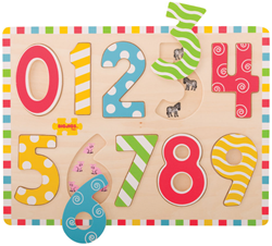 BigJigs Holzpuzzle Zahlen - Lernspielzeug für Kinder