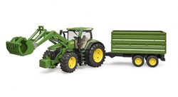 Bruder Traktor John Deere 7R 350 Spielzeug mit Frontlader und Kippanhänger
