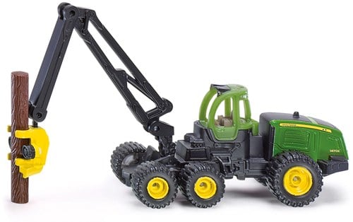 SIKU 1652, John Deere Harvester, Forstwirtschaft, Metall/Kunststoff, Grün, Inkl. Baumstamm, Drehbarer Kran