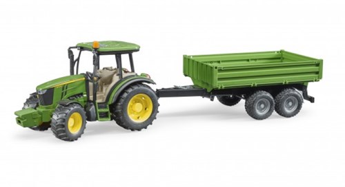 Bruder John Deere Traktor Spielzeug 5115M mit Kippanhänger - Bauernhof
