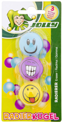 Jolly Radiergummi Set Gesichtchen - bunte Radierer mit Smileys, 3 Stück