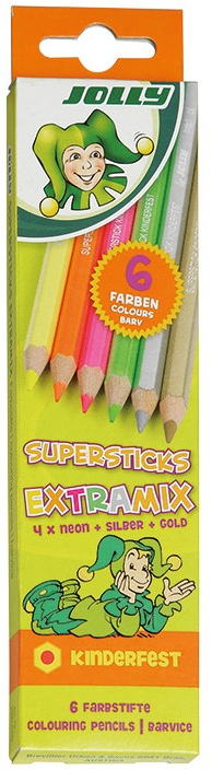 Lápices De Colores Metálicos Jolly Supersticks – Set De 6 Colores Vibrantes Con Mina Resistente A Roturas, Diseño Hexagonal Ergonómico, Ideal Para Arte Y Decoración