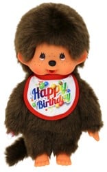 Monchhichi Junge Kuscheltier Happy Birthday 20cm Plüschpuppe