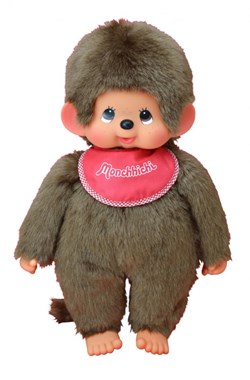 Monchhichi Plüsch Junge mit rotem Lätzchen - 45 cm Kuscheltier