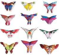 Ludattica Origami Spielzeug - Schmetterlinge Bastelset Papier Filz 12 Stück