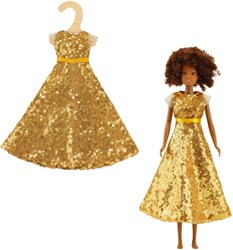 Heless Modepuppe Kleid Goldstar Glitzer Pailletten 29cm Puppenkleidung