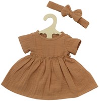 Heless Puppenkleid Baumwolle mit Haarband Karamell 28-35cm - Puppenkleidung