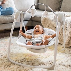 Ingenuity Babyschaukel - tragbare Komfort-Babyschaukel Cuddle Lamb grau