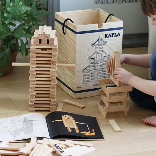 Kapla Holz-Bauklötze Bauset 280 Stück mit gelbem Vorlagenbuch-2