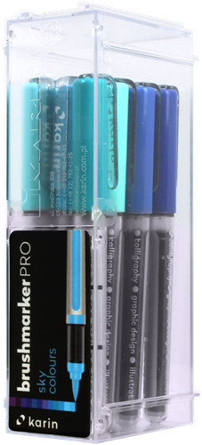 Karin Brushmarker Set - Sky Colors 12 Stück - Brushpens für kreatives Zeichnen