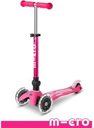 Mini Micro Step Deluxe faltbarer LED-Rosa Roller