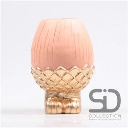 Season Inspired Decoration Vase Dekoration Eichel auf Fuß beigrot 16cm