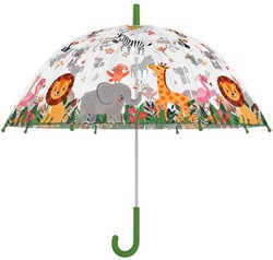 Esschert Design Kinder-Regenschirm Dschungel transparent automatisch 70 cm