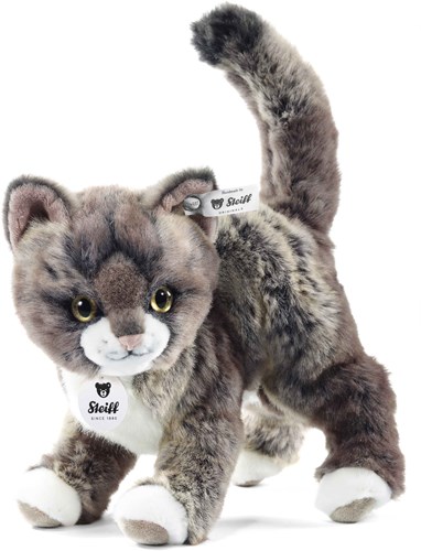 Steiff Kuscheltier Katze Kitty Plüsch grau beige - 25 cm - weiche Spielzeugkatze-2