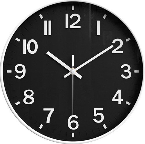 Attalos wandklok wit - zwart