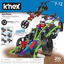 K'Nex 36179 - BAU- und Konstruktionsspielzeug Set Rad Rides, 12 in 1 STEM Baukasten, Konstruktionsset für 12 Fahrzeuge, Bauset mit 206 Teilen, Spielset Fuer Kinder von 7 - 12 Jahre