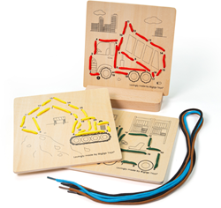 BigJigs Holz Lernspielzeug Lacing by Numbers Bauset