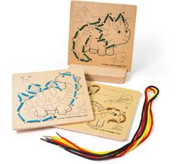 BigJigs Holz Dinosaurier Fädelspiel - Lernspielzeug für Kinder