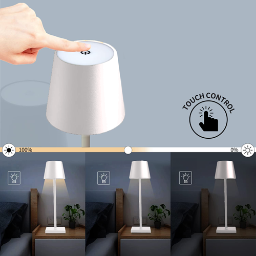 Attalos Tischlampe - USB-C wiederaufladbare tischleuchte - Dimmbare Touch-LED-Lampe Schwarz - Hochwertige Verarbeitung - Kabelloses Nachtlicht - 38 cm-3