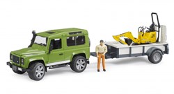 Bruder Land Rover Defender Spielzeugauto mit Anhänger und JCB Bagger