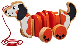 Lanka Kade Holz Nachziehtier Hund - buntes Kleinkindspielzeug