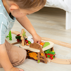 BigJigs Holz Eisenbahnset Lava Pit - Spielzeugzubehör Dinosaurier