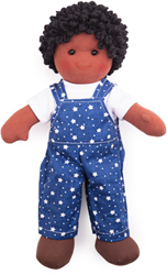 BigJigs Puppe Leon - Stoff Babypuppe blau 28cm für Kinder