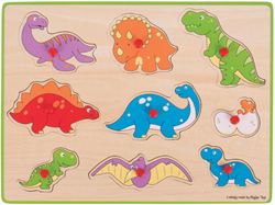 BigJigs Holzpuzzle Dinosaurier - Lernspielzeug 9 Teile für Kinder