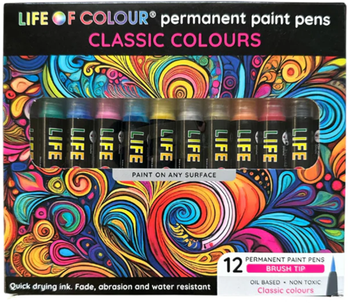 Life Of Colour Acrylmarker Set 12 permanente Farben für kreatives Gestalten