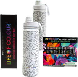 Life Of Colour kreative Wasserflaschen-Set mit Markern - DIY Mandala & Herz