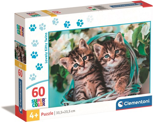 Clementoni Puzzle Lovely Kitty Twins - 60 Teile - Karton - Kinderpuzzle-2