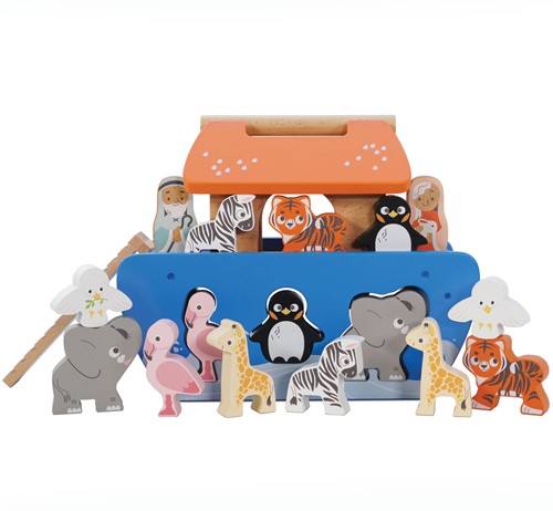 Le Toy Van – Steckspiel „Arche Noah“ | Pädagogisches Sensorikspiel für Babys mit Arche und bunten Bauklötzen – Geeignet für Kinder ab 2 Jahren