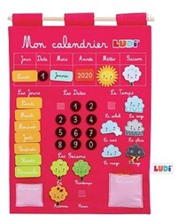 Ludi Lernkalender rosa - Stoff-Wandkalender für Kinder