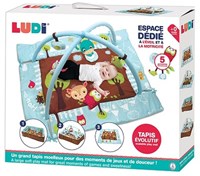 Ludi Baby Spielmatte blau Eule mit Bögen und sensorischem Spielzeug