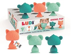 Ludi Babyspielzeug Swing Pop Silikon Tiere Saugnapf Mehrfarbig