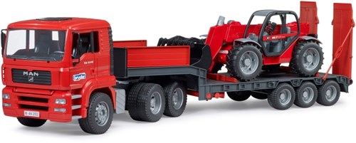 Bruder MAN TGA Tieflader LKW mit Manitou MLT633 Spielzeugauto
