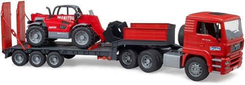 Bruder MAN TGA Tieflader LKW mit Manitou MLT633 Spielzeugauto-2
