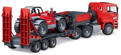 Bruder MAN TGA Tieflader LKW mit Manitou MLT633 Spielzeugauto-3