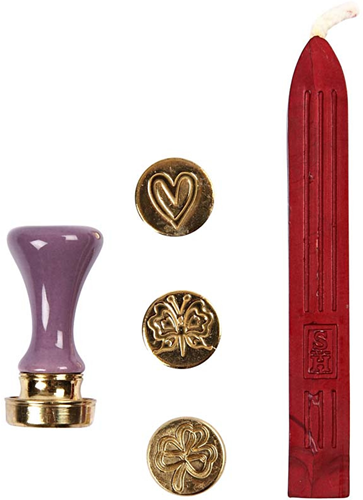 Manuskript-Manuskript-Siegel-Set, 18 mm, Kleeblatt, Herz, Schmetterling